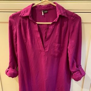 Sparkle & Fade magenta long sleeves tunic dress roll tab sleeves